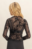 Long Sleeve Flocked Mesh Top