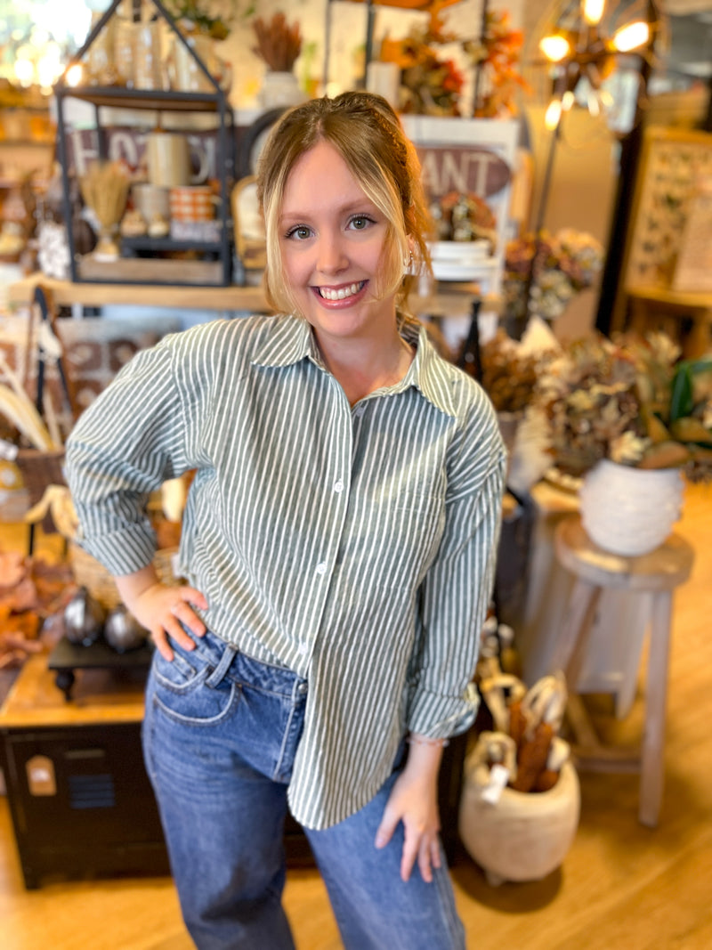Striped Button Up Top