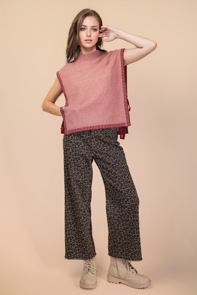 Side Tie Open Sweater Vest