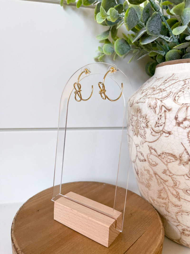 Gold Bowtie Hoop Earrings