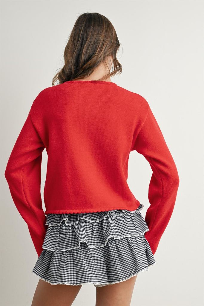 Front Tie Cropped Sweater