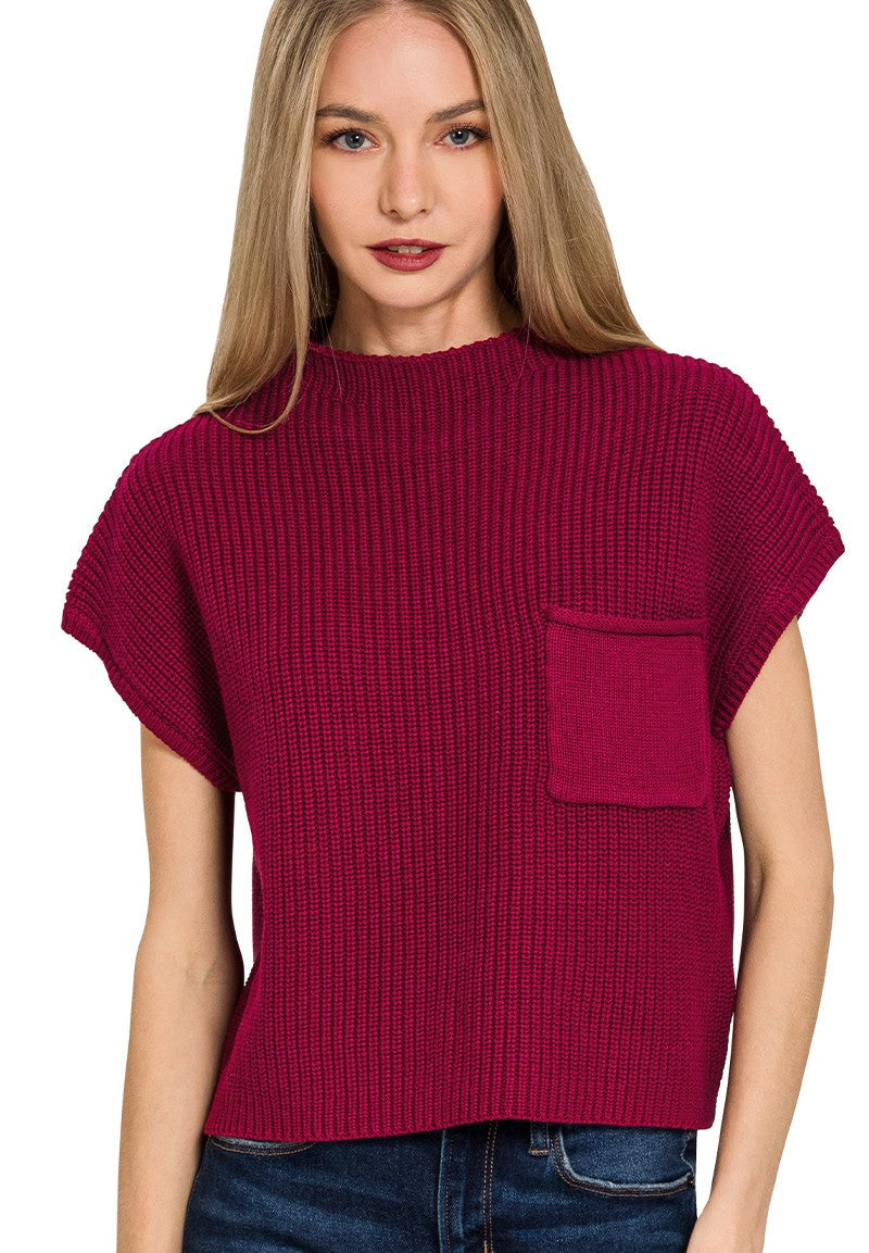Mock Neck Cropped Sweater