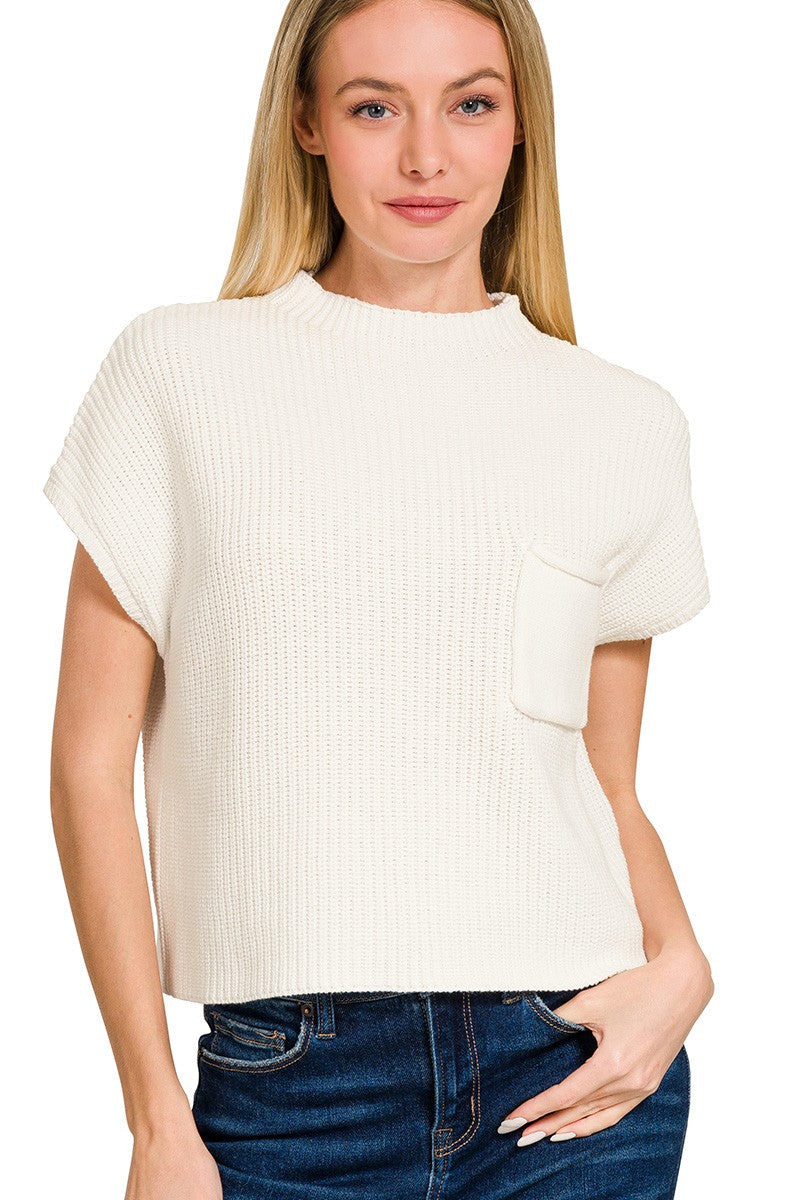 Mock Neck Cropped Sweater