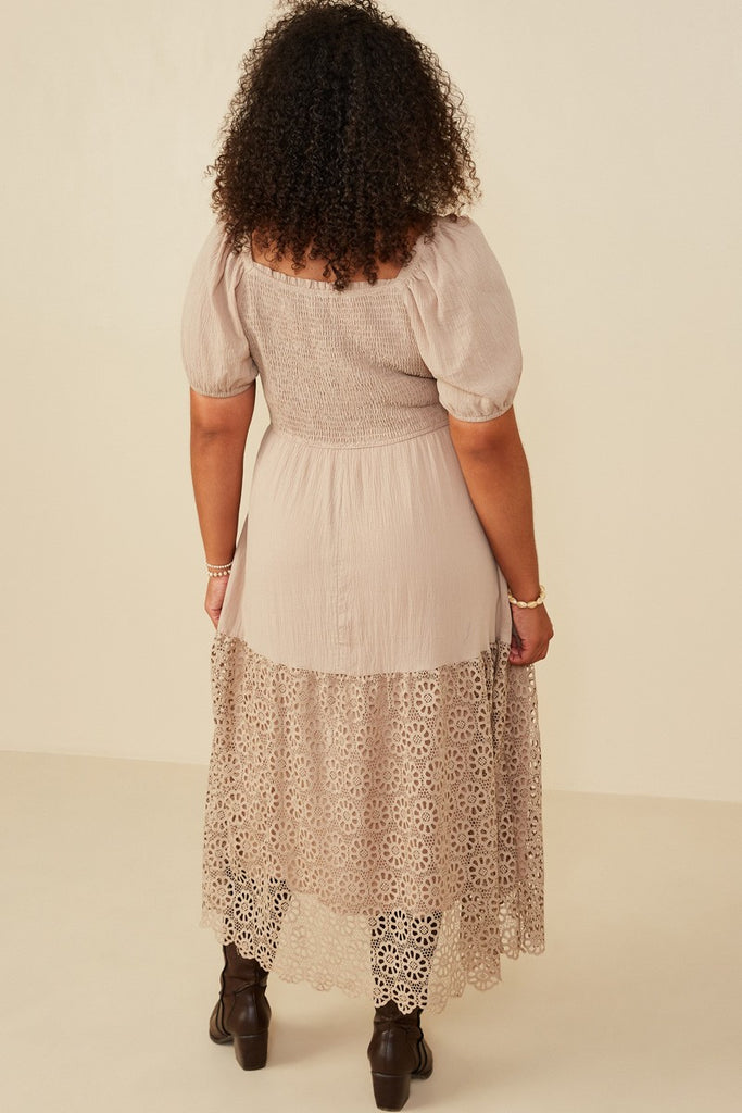 Curvy Eyelet Smocked Dress