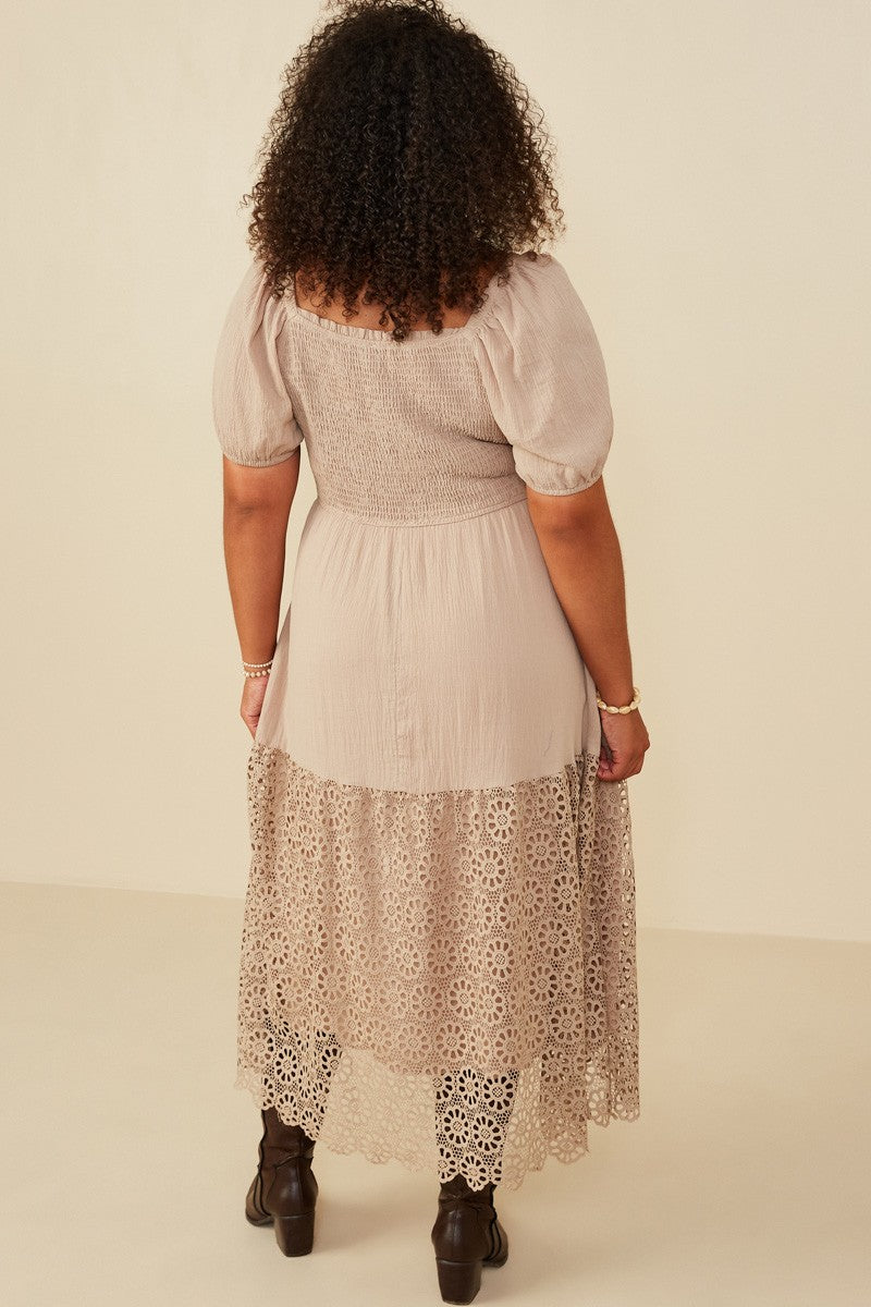Curvy Eyelet Smocked Dress