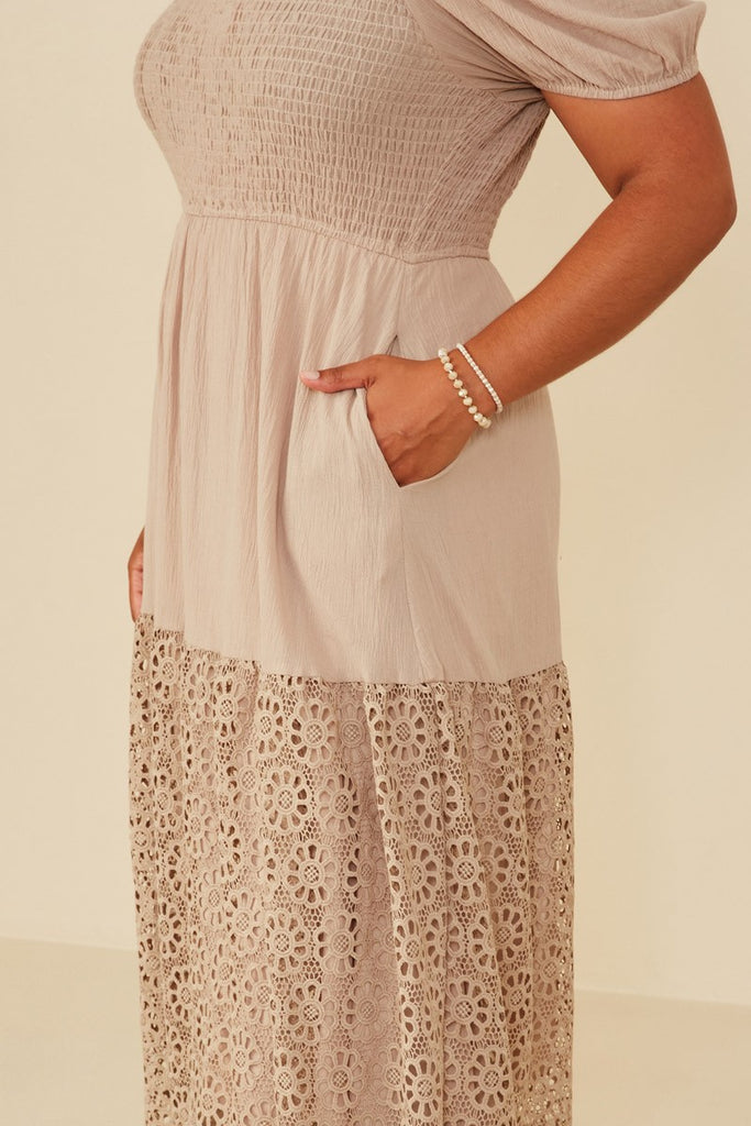 Curvy Eyelet Smocked Dress