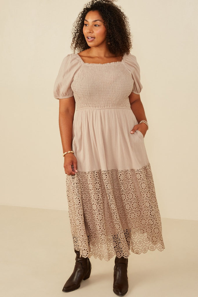Curvy Eyelet Smocked Dress