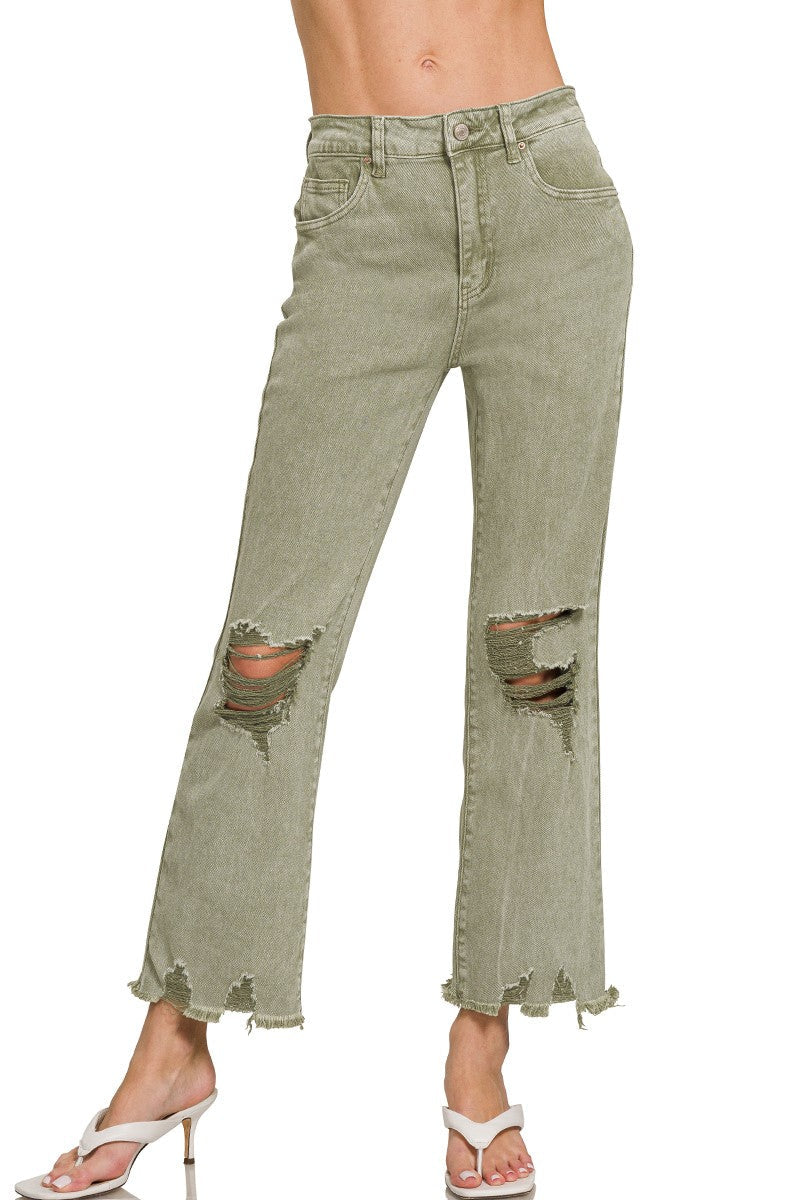 Acid Wash Distressed Jeans