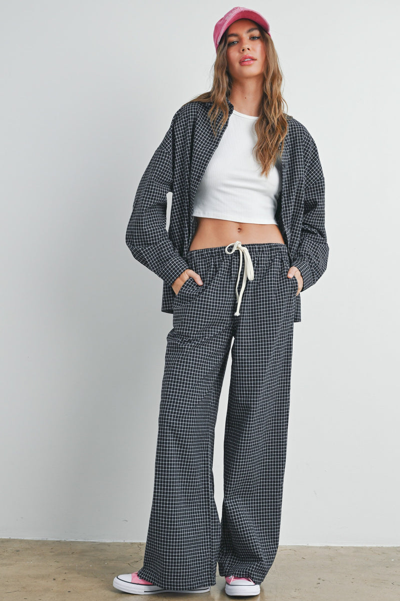 Drawstring Checkered Pants