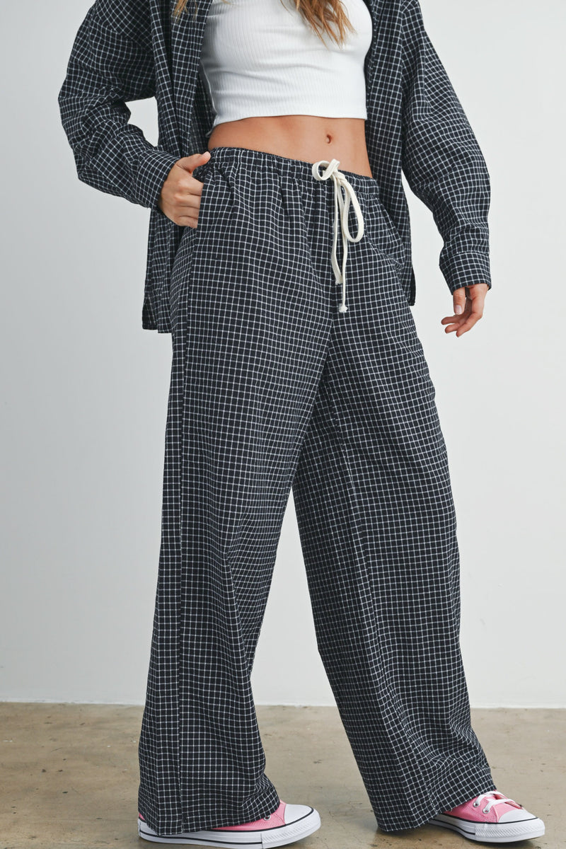 Drawstring Checkered Pants