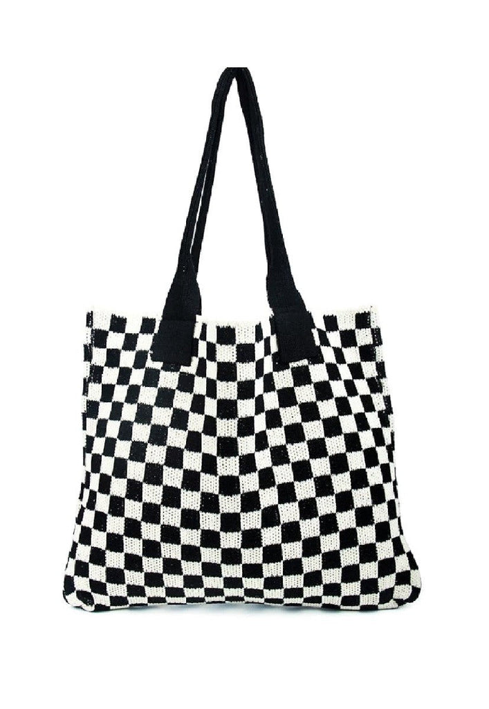 Checkered Knit Commuter Bag