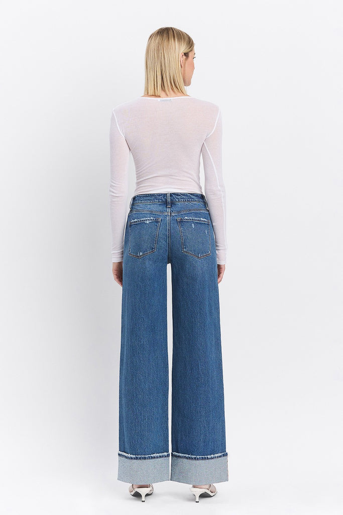 High Rise Wide Cuffed Jeans