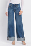High Rise Wide Cuffed Jeans