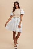Sweater Bodice Embroidered Dress
