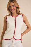 Sleeveless Knit Button Vest