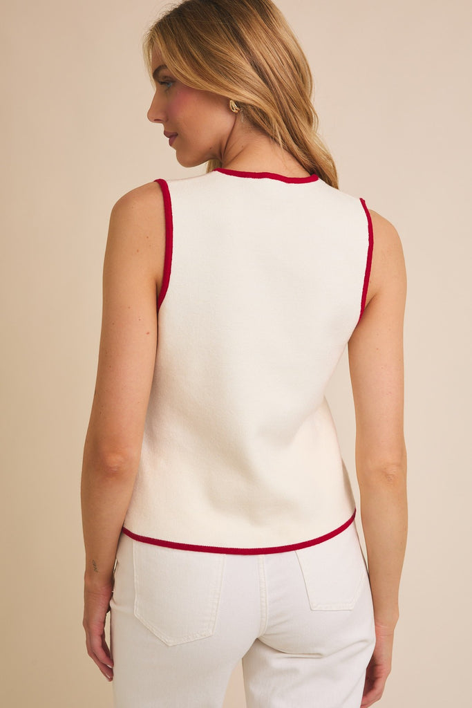 Sleeveless Knit Button Vest