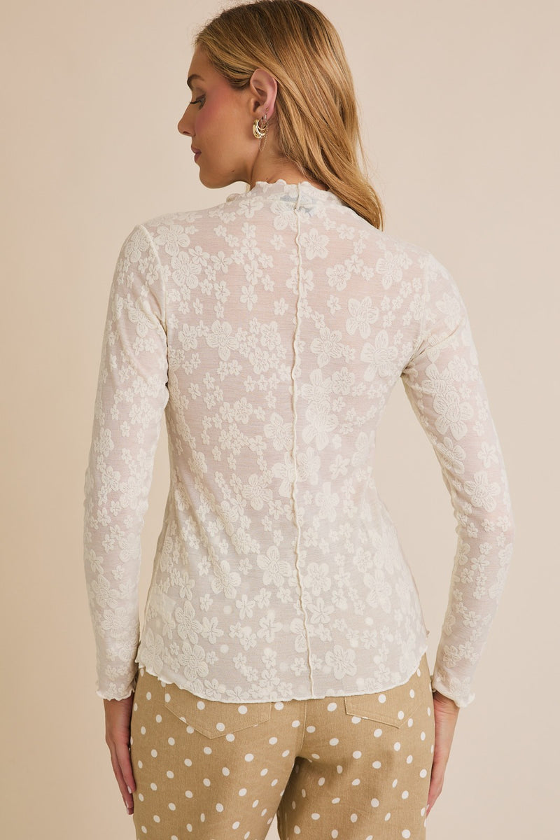 Mock Neck Lace Top