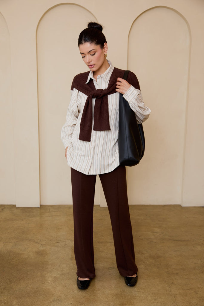 Mixed Knit Sweater & Oversized Shirt