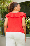 Curvy Ruffle Neckline Top