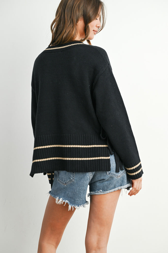 V-neck Side Ties Sweater