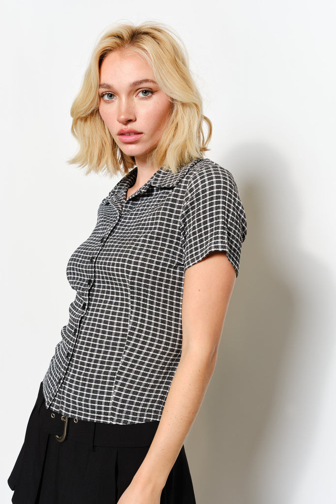 Fitted Plaid Top