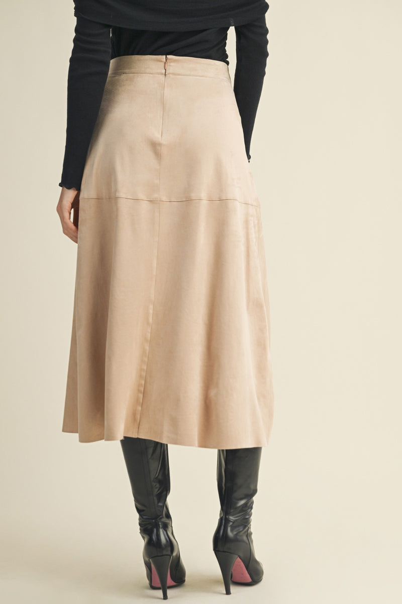 Drawstring Suede Skirt