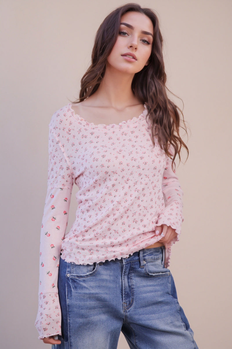 Floral Lettuce Hem Top
