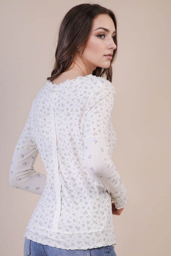 Floral Lettuce Hem Top