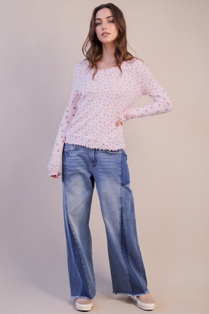 Floral Lettuce Hem Top