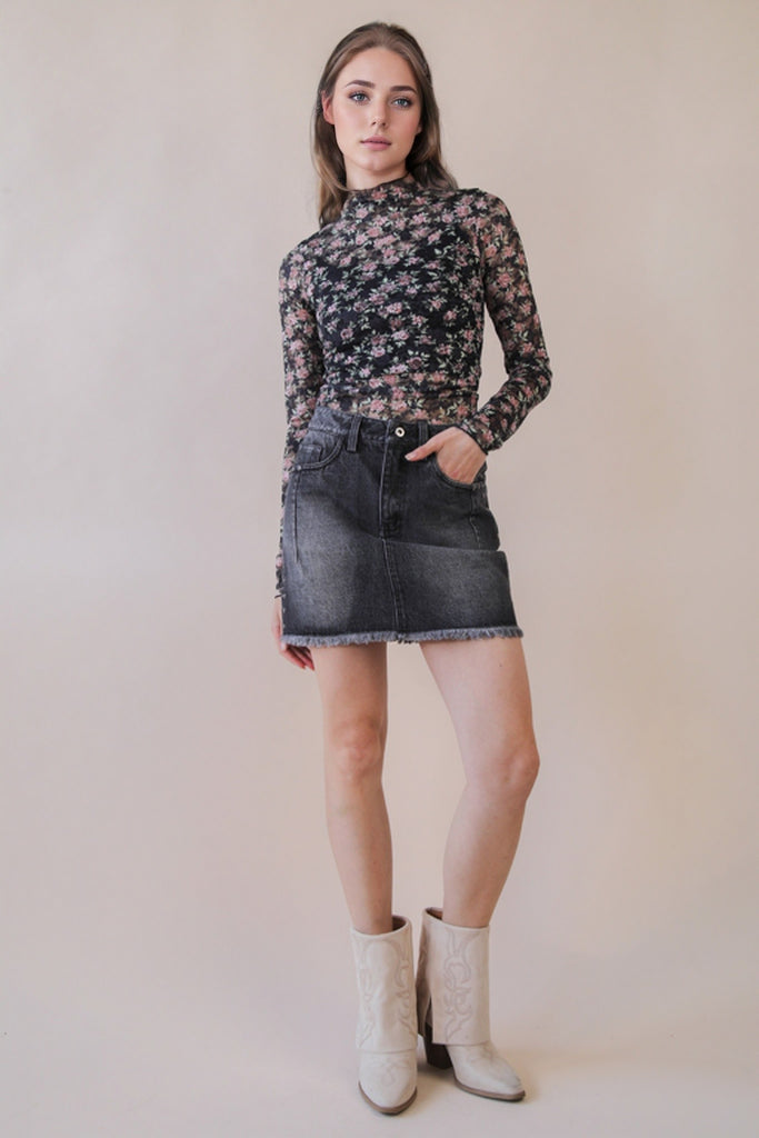High Neck Sheer Lace Top