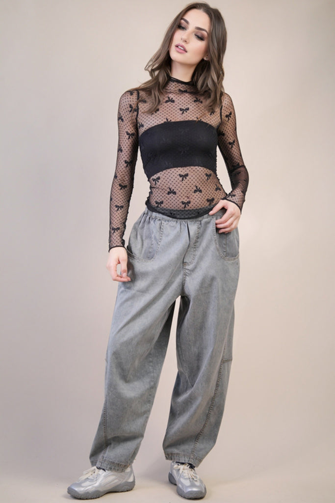 High Neck Sheer Lace Top