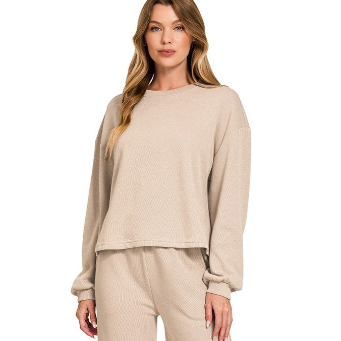 Ribbed Knit Lounge Pullover