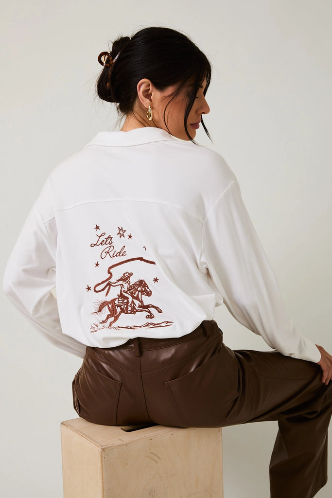 Embroidered Cowgirl Buttoned Shirt