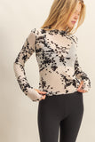 Long Sleeve Flocked Mesh Top