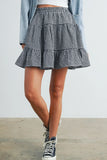 High Waist Tiered Check Skirt