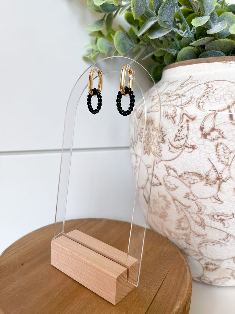 Gold & Black Drop Earrings