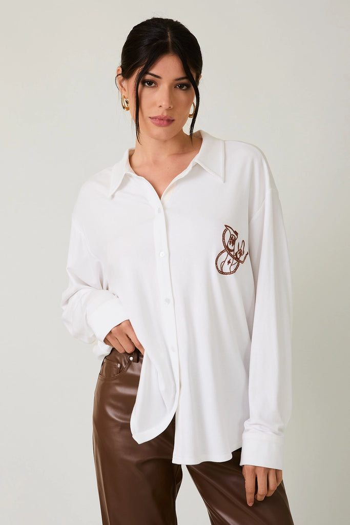 Embroidered Cowgirl Buttoned Shirt