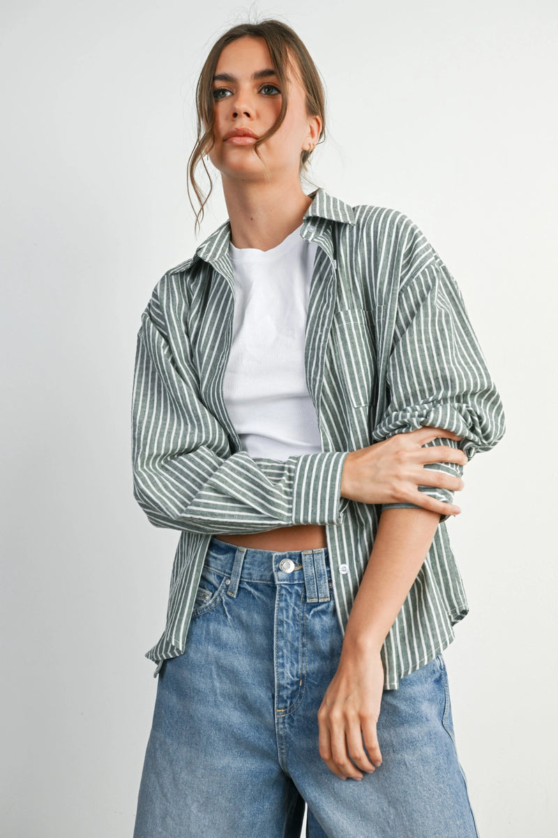 Striped Button Up Top