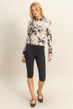 Long Sleeve Flocked Mesh Top