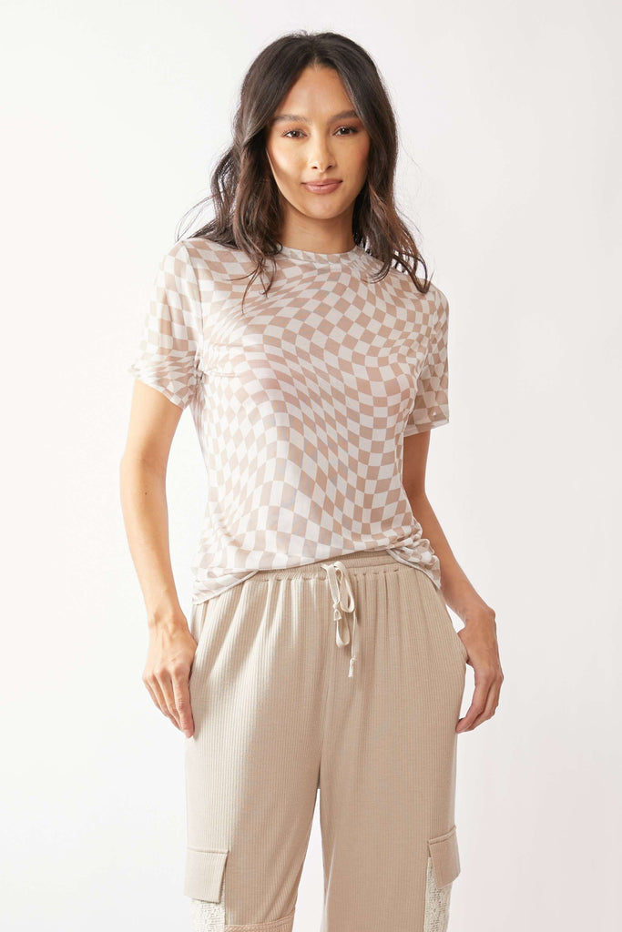 Checkered Short Sleeve Top