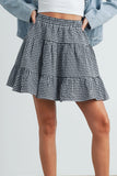 High Waist Tiered Check Skirt