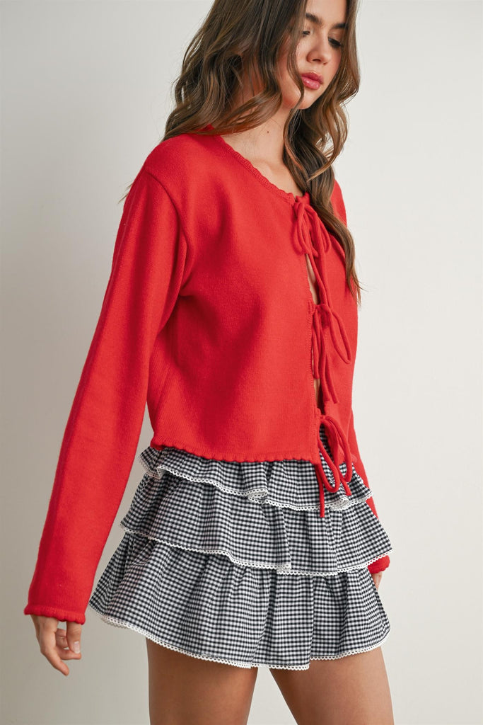 Front Tie Cropped Sweater