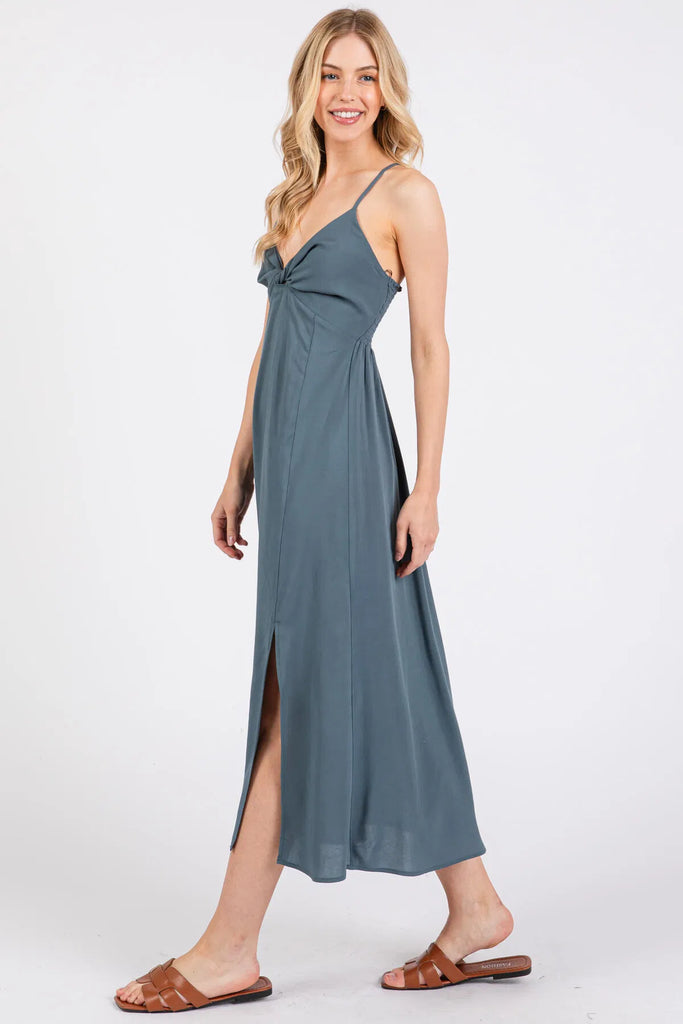 Front Twist Cami Midi Dress