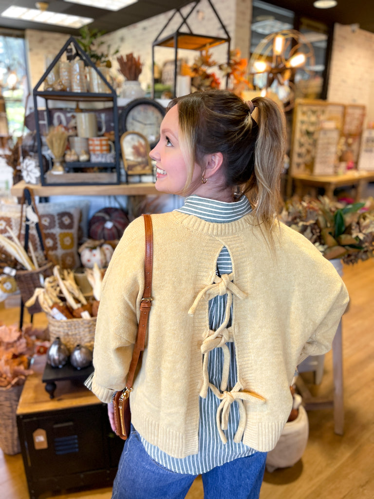 Back Ties Cropped Sweater