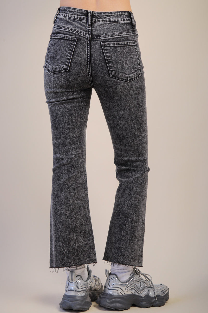Washed Denim Bootcut Pants
