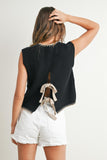 Sleeveless Back Ties Sweater