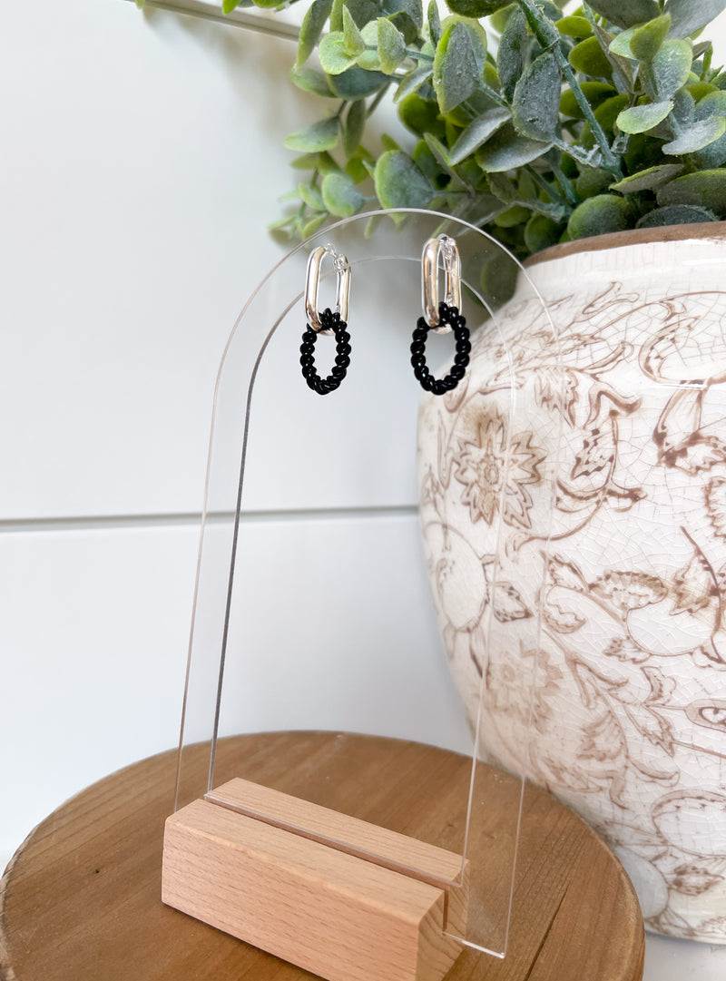 Silver & Black Drop Earrings