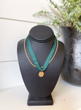 Green Silk & Gold Necklace Set