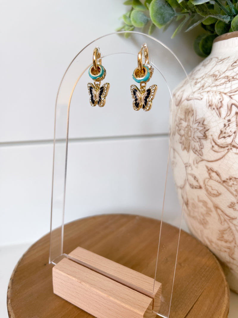 Gold Butterfly Drop Earrings