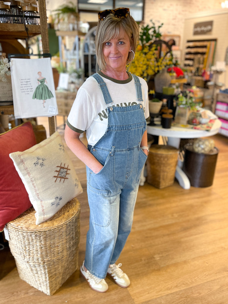 Cropped Denim Overalls